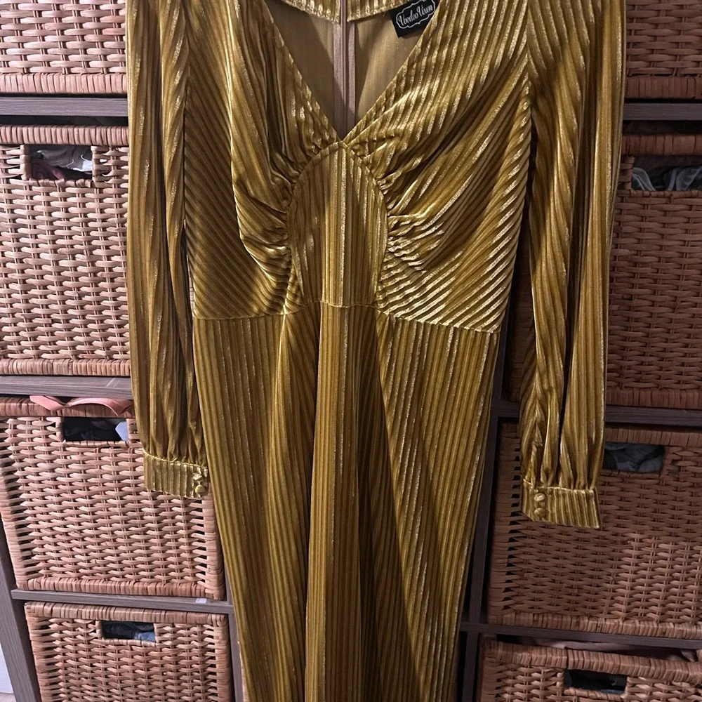 Voodoo Vixen Gold Edith Velvet Jewel Gown, Sz Large, 12 US - Picture 4 of 7